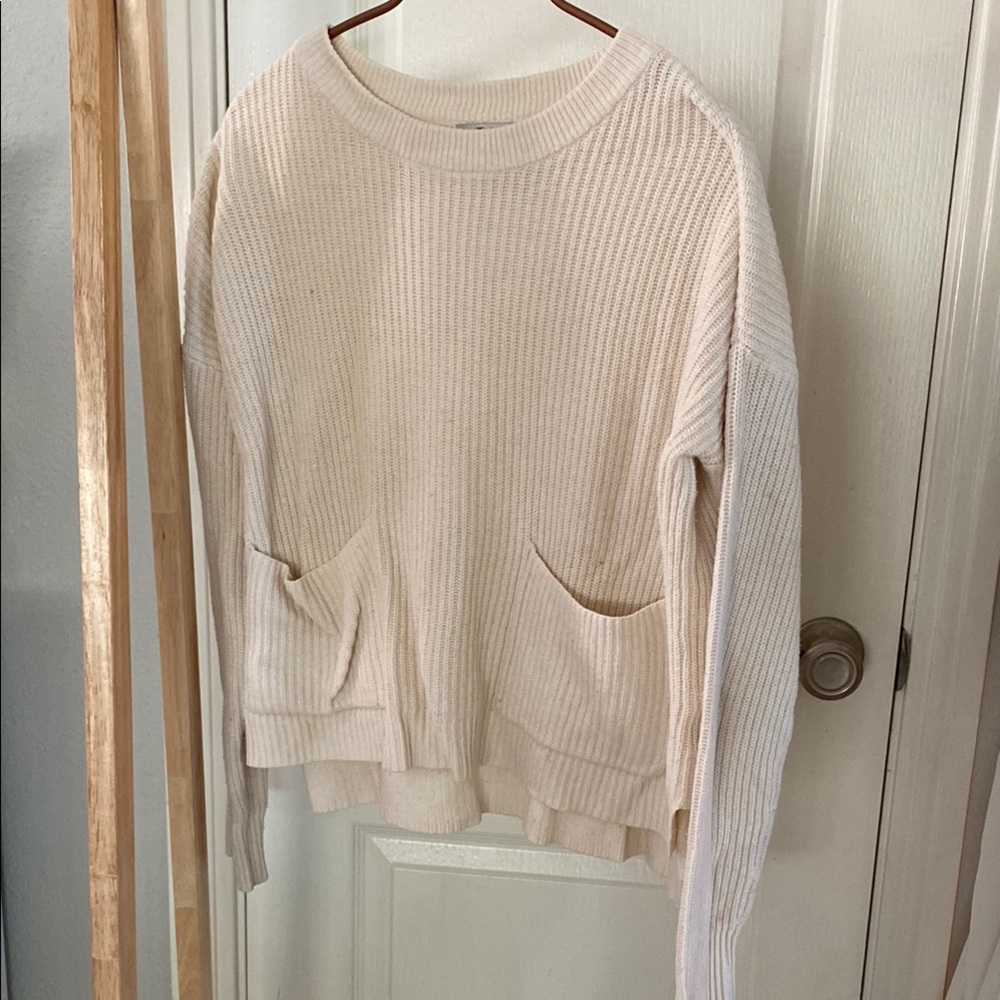 Madewell Cream Crew Neck Sweater Ribbed Knit